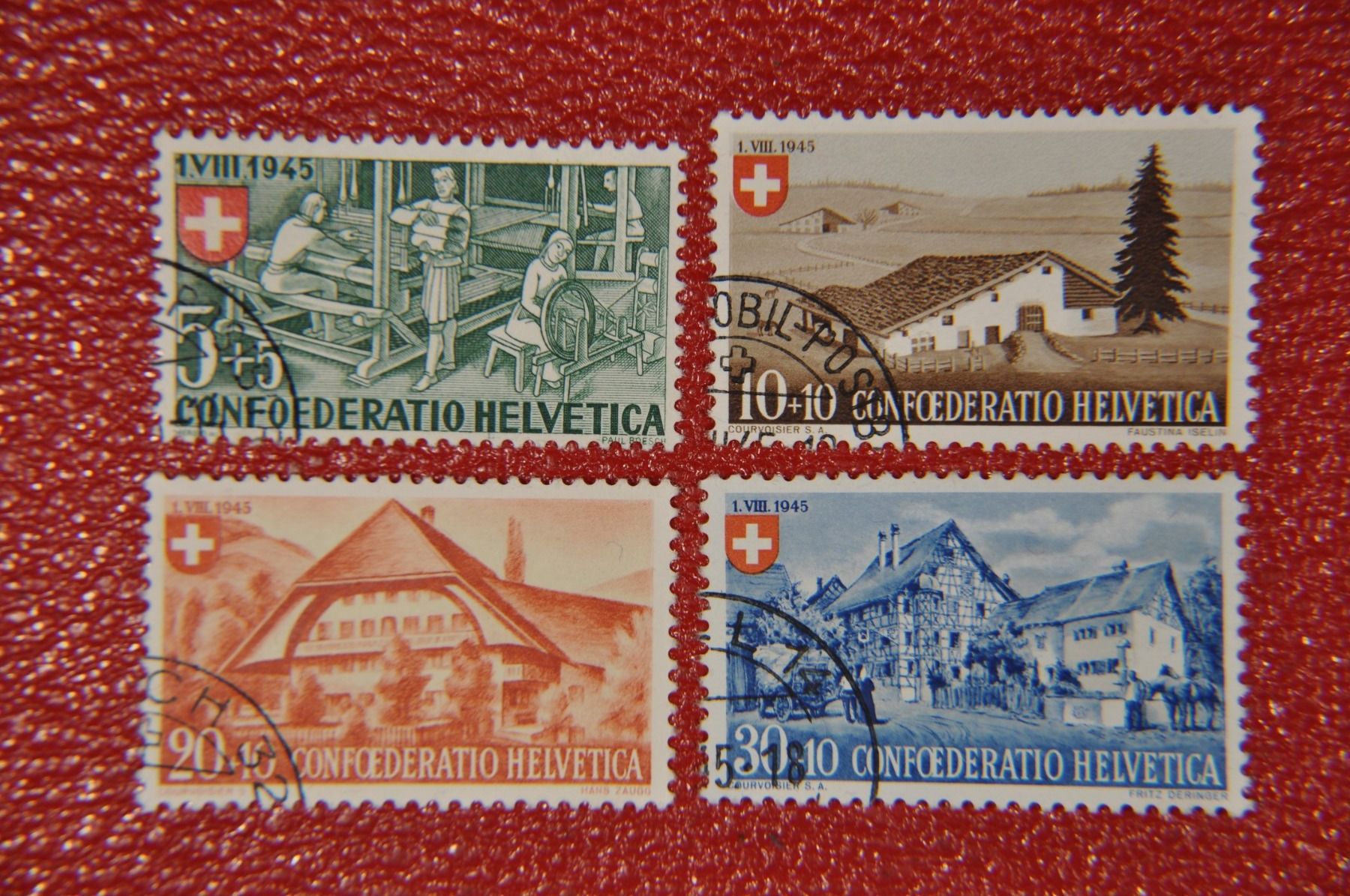 Alle Briefmarken: 1945 B26-B29 Pro Patria gestempelt – Gebraucht aus Wolfhalden von Zinauktion