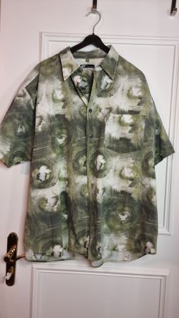 Herrenhemd Gr. XL Kurzarm grün gemustert Bloggerstyle Y2K