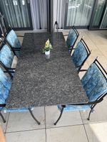 Gartentisch mit 6 Stühlen Granitplatte Metallgestell