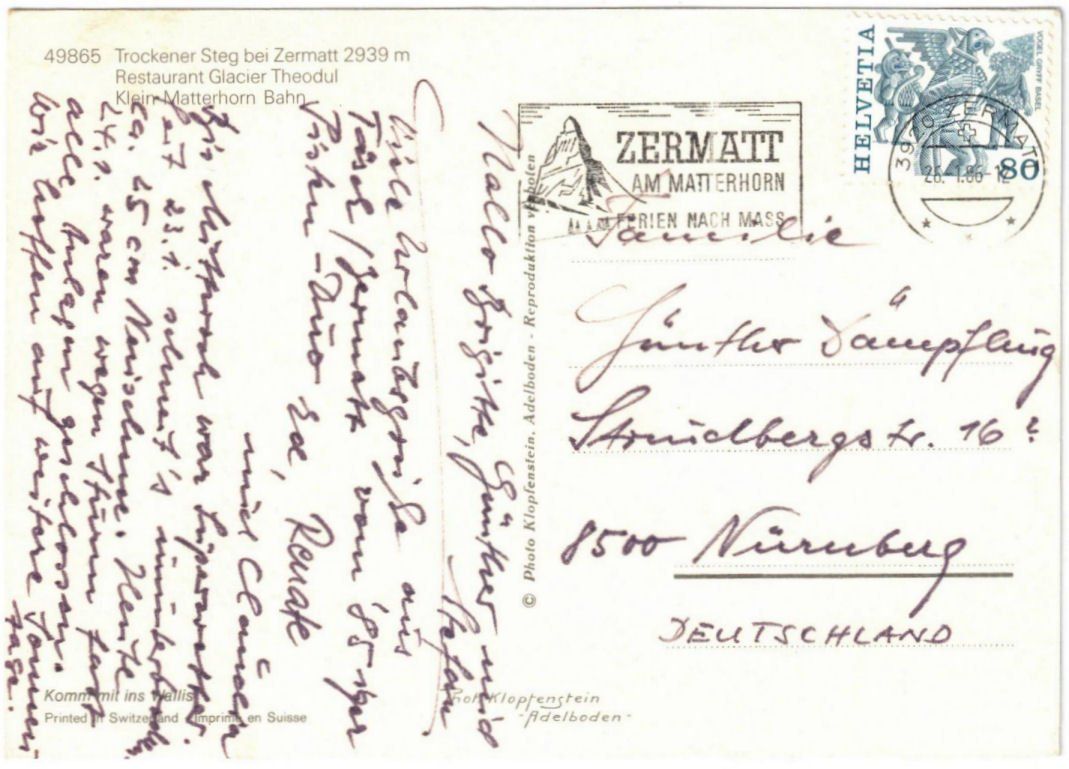 Cartoline postali: Zermatt - 4 Bild AK Theodul Gletscher – Usato da Binningen venduto da Mountainrider 1