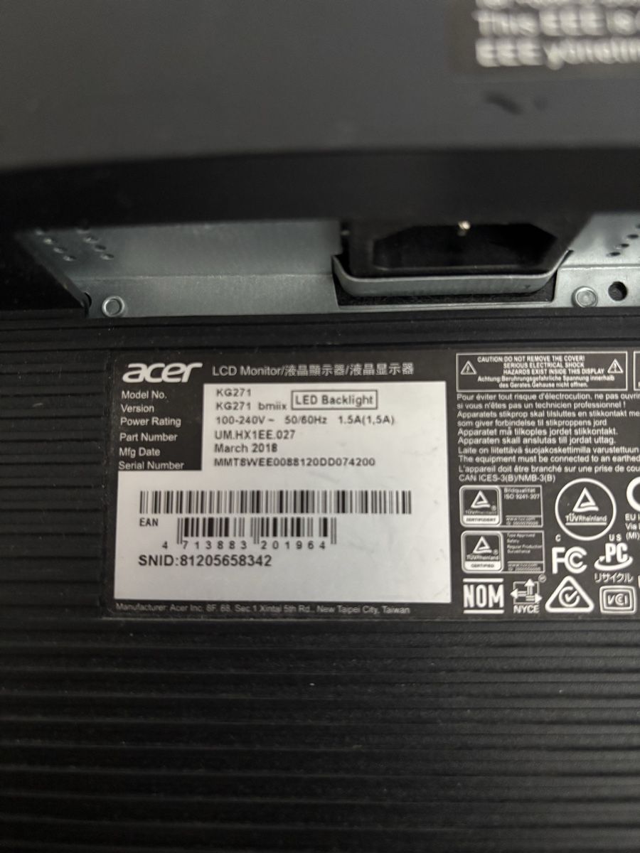 Monitor: Bildschirm Acer KG271 – Usato da Basel venduto da Yannicksali97 3