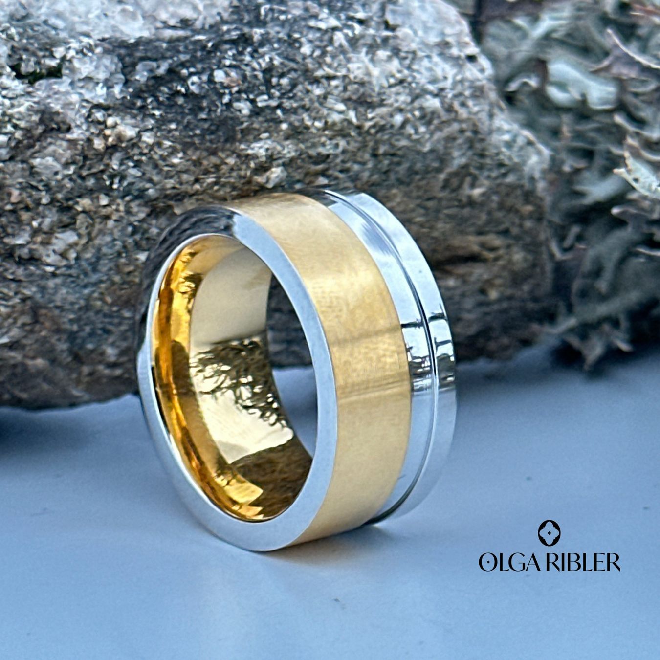 Olga Ribler Anelli: Edelstahl 11 mm Ring bi-color Grösse 59 – Nuovo (secondo la descrizione) da Luzern venduto da Schmuckoutlet 2