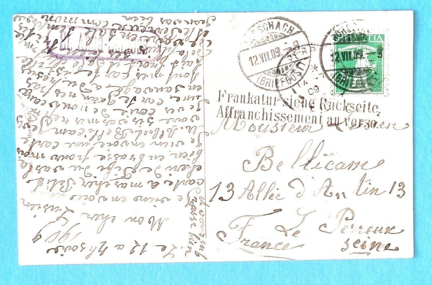 Cartes postales: Rorschach - Strasse mit Oldtimer beim St. Anna Schloss 1909 – D'occasion à Rothrist par RROENK 1