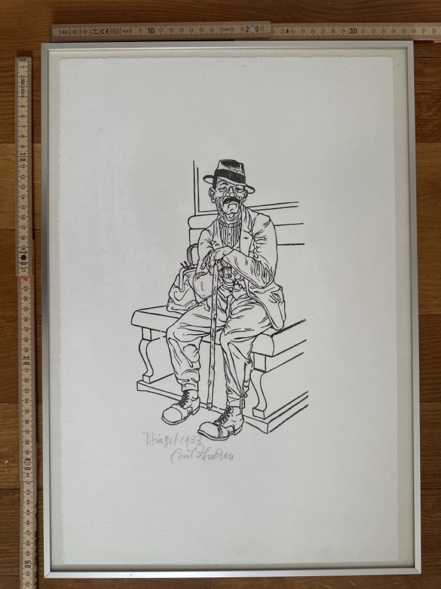 Grafica & Litografie: Lithographie "Einsetz 1933" von Emil Huber gerahmt – Usato da Winterthur venduto da Greenlifestyle