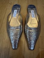 Jimmy Choo Mules Gold Leather Pointed Toe Size 41