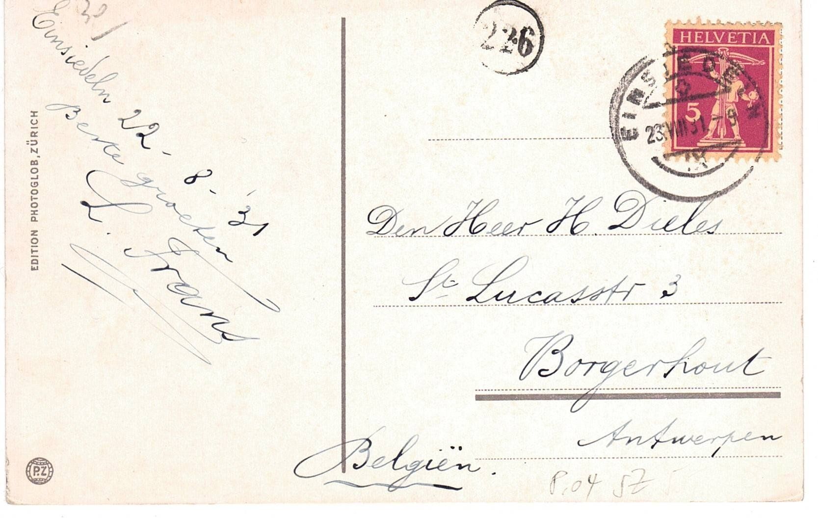 Cartoline postali: 1931 Einsiedeln, Kloster – Usato da Kreuzlingen venduto da Koi4 1
