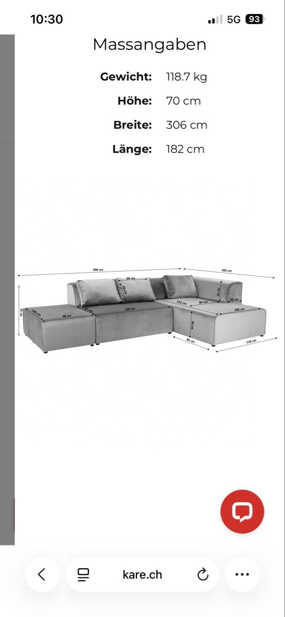 Kare Divani: Ecksofa Infinity Ottomane Grau Rechts – Usato da Bellach venduto da janheg 3