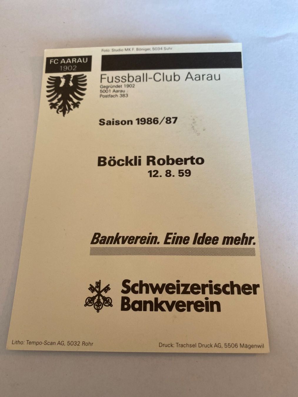 Autografi: FC Aarau Vintage Autogrammkarte – Usato da Wallisellen venduto da theadicts77 1