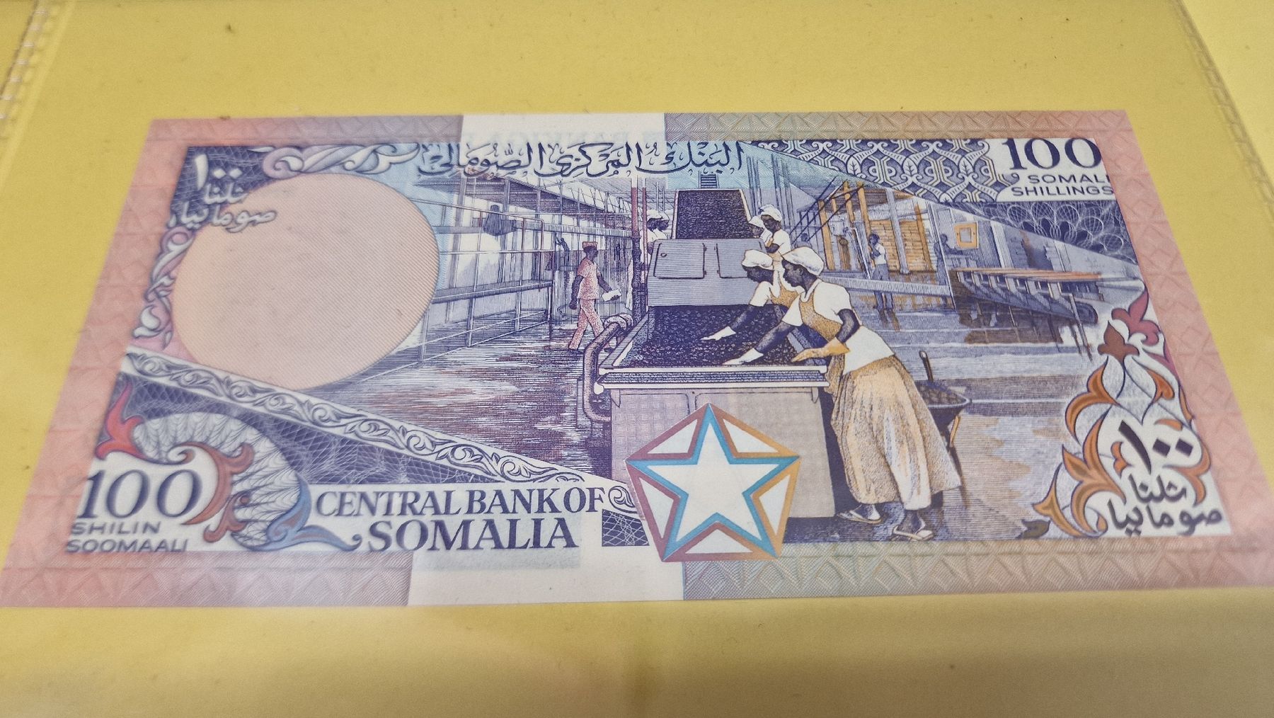 Banconote: Somalia 100 Schilling 1989, Banknote / Geldschein – Nuovo e nell'imballaggio originale da Herisau venduto da Antiques.AR 1