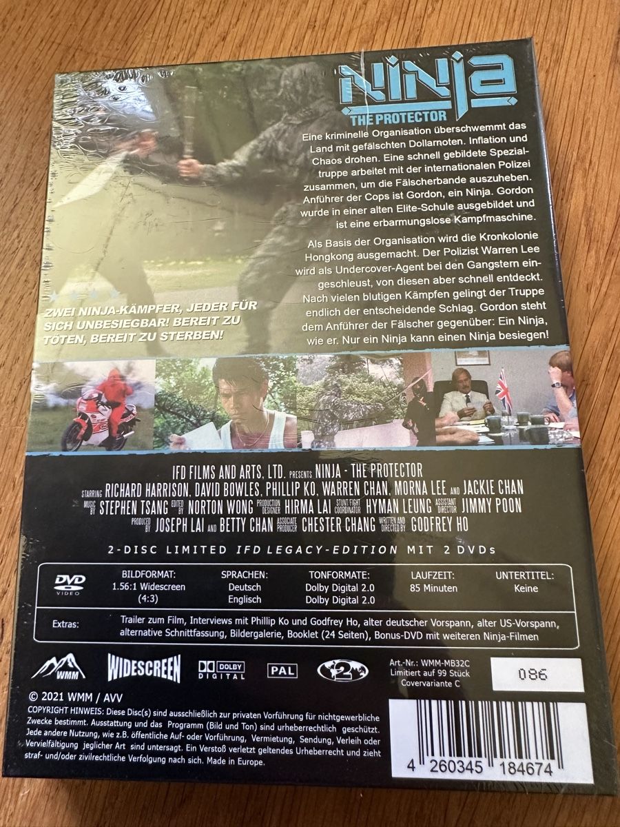 Tutti i DVDs: Ninja The Protector Mediabook, neu OVP, Richard Harrison – Nuovo e nell'imballaggio originale da Benken ZH venduto da Audi-erich 1