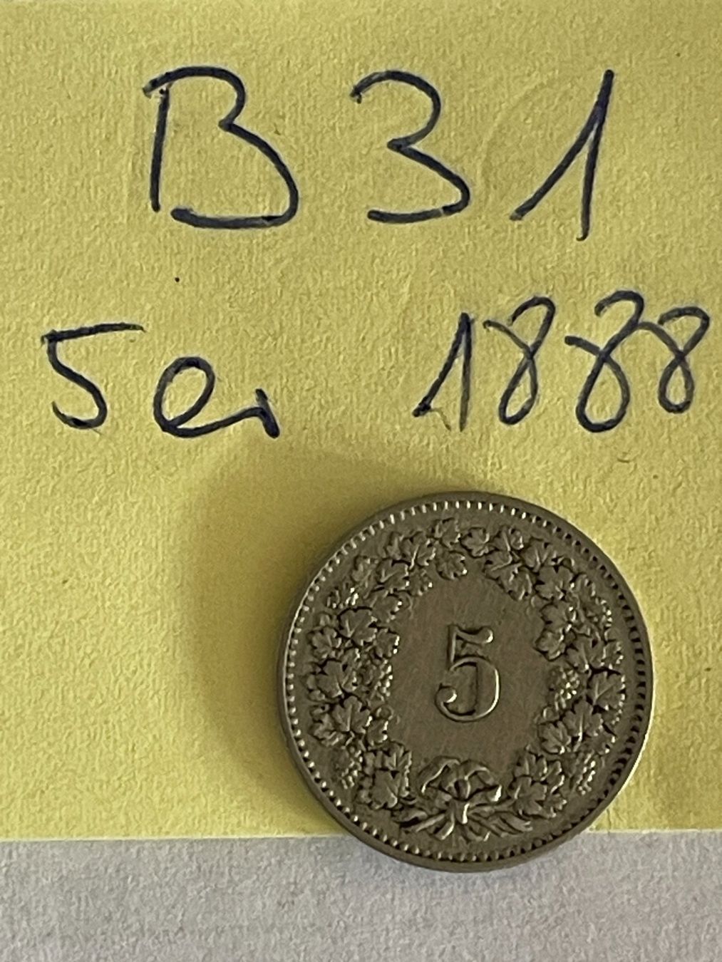 Tutti le monete: 5 Rappen - Schweiz - 1888 – Usato da Niederwil AG venduto da dahu75