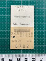 Mettmenstetten - Steinhausen, altes Bahn Billett, SBB