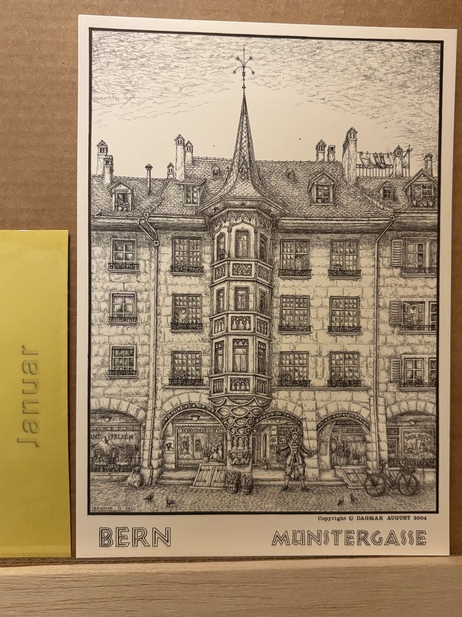 Cartoline postali: AK mit Kunst von Bern Münstergasse – Usato da Rümlang venduto da Kartenpost1