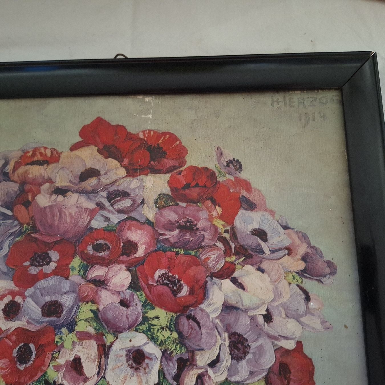 Foto & Immagini: Altes, romantisches Bild, Blumen – Usato da Winterthur venduto da Goldpipau 1