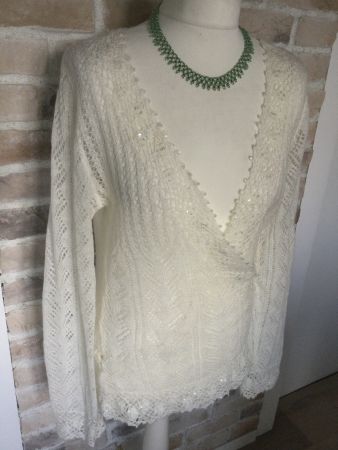 Jaquette Gilet cache-Coeur écru sequins YESSICA, taille M