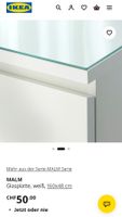 MALM Glasplatte, weiss, 160x48 cm