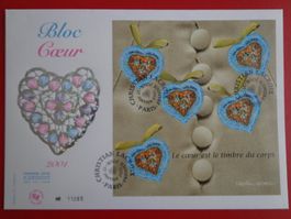 FDC LUXE Ersttagsbrief BLOCK Bloc Coeur LACROIX France 2001
