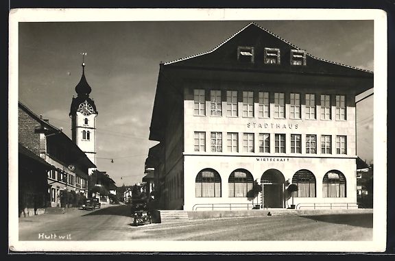 Cartoline postali: AK Huttwil, Am Stadthaus mit Wirtschaft – Usato da Berlin venduto da bartko-reher