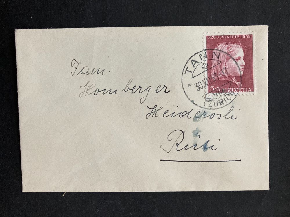 Schweiz 1953 Neujahrsgruss Briefli 5 Rp TANN 30.XII.53 1