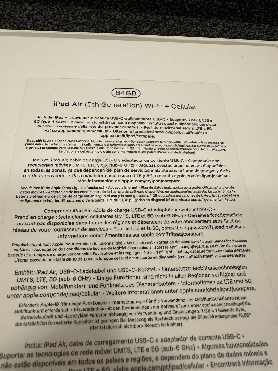 Apple Tablet PC: Ipad Air wifi and cellular 2022 – Usato da Horgen venduto da Nathalie.Alicia 2