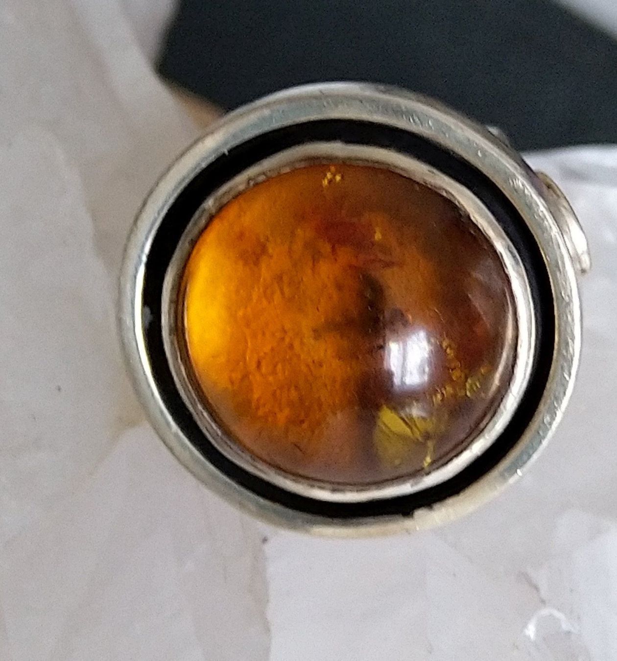 Anelli: TOLLER BERNSTEIN RING IN 925 SILBER – Usato da Romanshorn venduto da Glitzer-Paradies 1