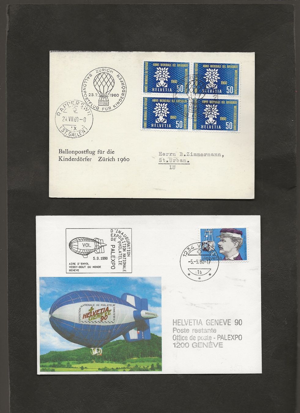 Alle Briefmarken: Flugpost Ballon Schweiz 8 Belege Luftpost – Gebraucht aus Au ZH von xelagreb01 5