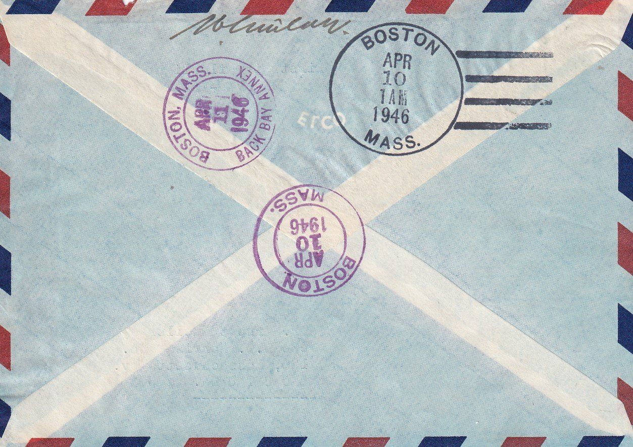 Tutti i francobolli: Erstflug TWA Genf - Boston 1946 – Usato da Baar venduto da Asmara111 1