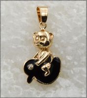 Teddybär Anhänger Emaille 18K Vergoldet