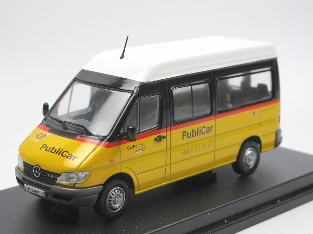 Mercedes-Benz Modellini d'auto: Mercedes-Benz Sprinter Minibus Phase II 2000-2002 "Schweizer – Nuovo e nell'imballaggio originale da Gerlafingen venduto da espero88