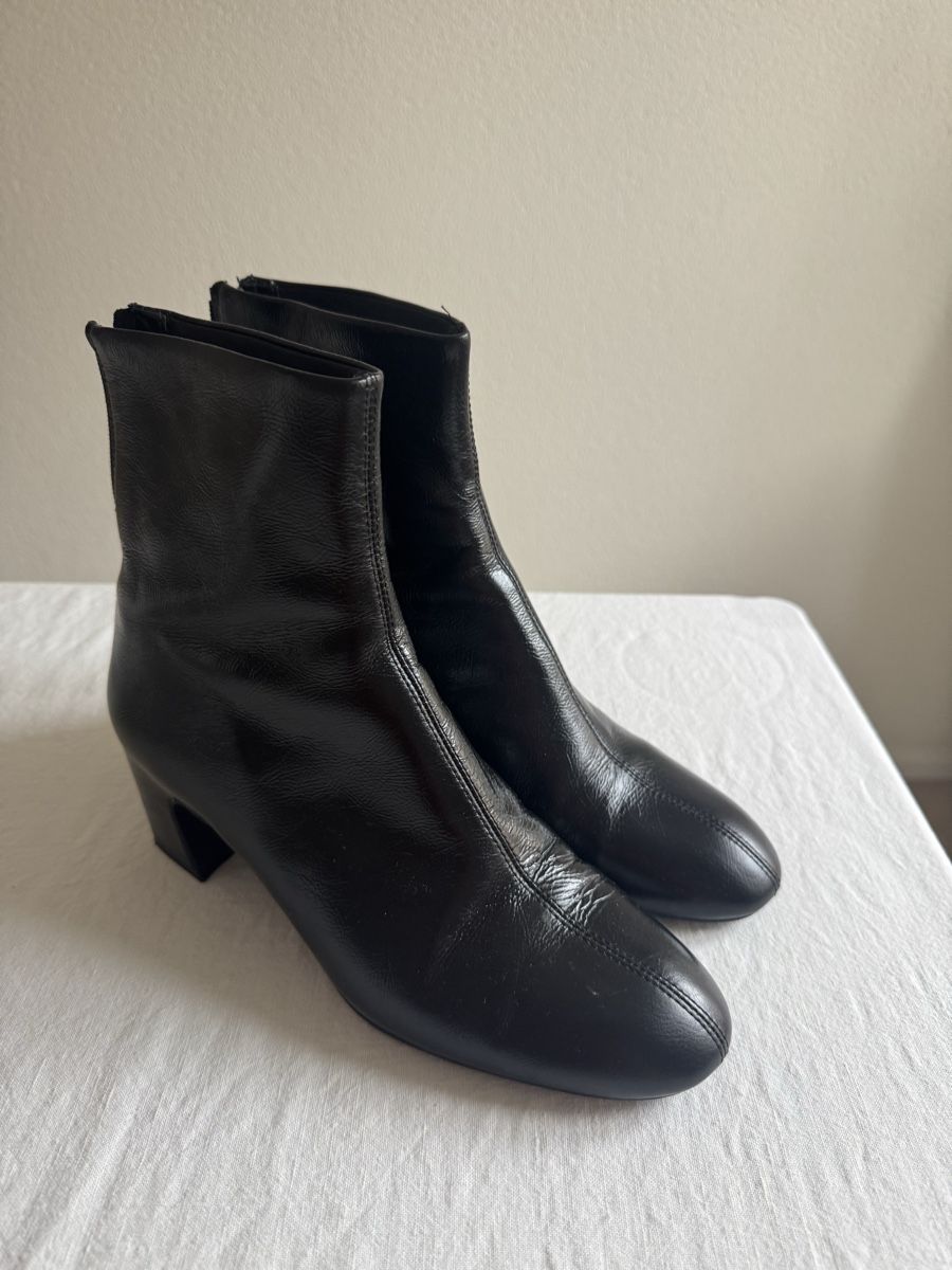 Mango Damenschuhe: Mango leather round toe boot 38 – Gebraucht aus Zürich von Linen218 1