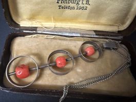 Vintage Silber Kette mit Anhänger 835, 800