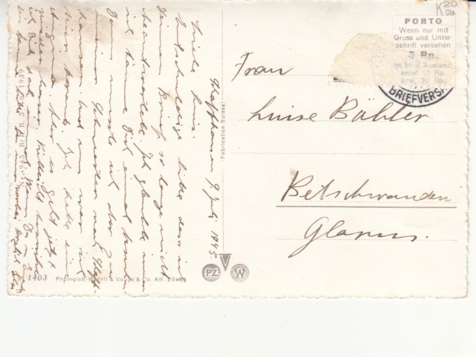Cartoline postali: Schaffhausen 1943 – Usato da Bürglen TG venduto da StampGraf 1