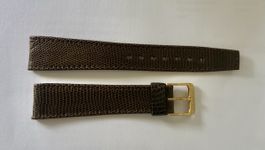 Bracelet de montre Longines cuir marron boucle plaque d'or