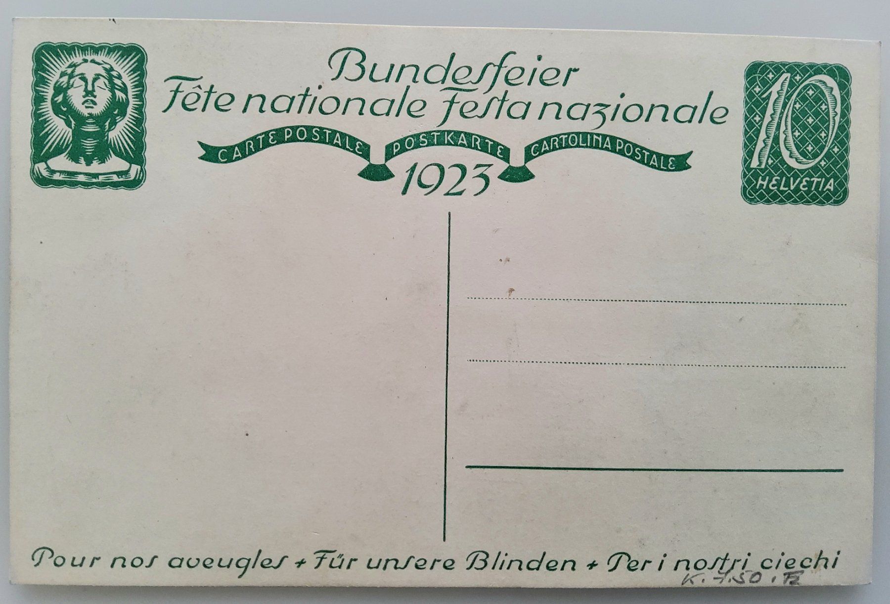 Tutti i francobolli: Bundesfeierpostkarte Nr.37 - 1923 - Blinder Greis – Nuovo (secondo la descrizione) da Buchrain venduto da mue_kru 1