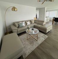 Ledersofa mit Hocker (Echtleder)