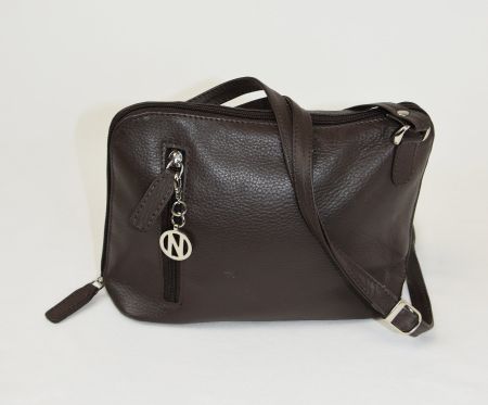 NIKA Damen  Tasche Schultertasche Ledertasche/dunkel braun
