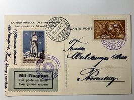 Flugpost 1924, Kat.5, Sonderflugkarte Les Rangiers, KP 120.-