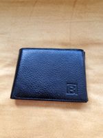 Portefeuille en cuir véritable noir, comme neuf, chic!