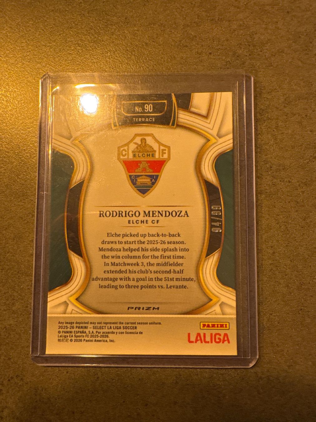 Panini Carte collezionabili: Panini Select Rodrigo Mendoza /99 – Nuovo (secondo la descrizione) da Winterthur venduto da Fischinho 1