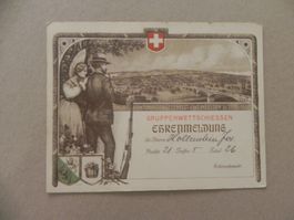 Karte Ehrenmeldung Kant. Schützenfest Tir Weinfelden 1913