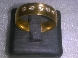 RING EDELSTHAL,,MIT ECHT KRISTALL,,WEISS KRISTALL