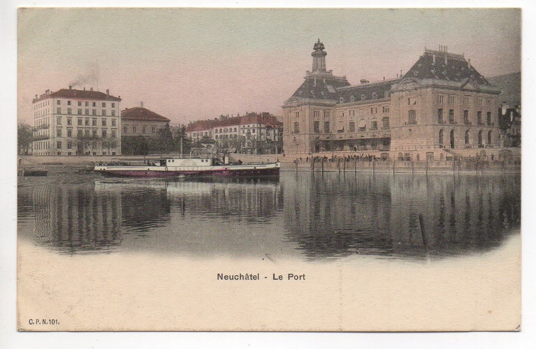 Cartoline postali: NEUCHÂTEL Le Port Dampfschiff Hallwil – Nuovo (secondo la descrizione) da Jona venduto da philajona