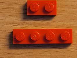 Lego - 2 pièces rouge plate à 2 et 4 tenons
