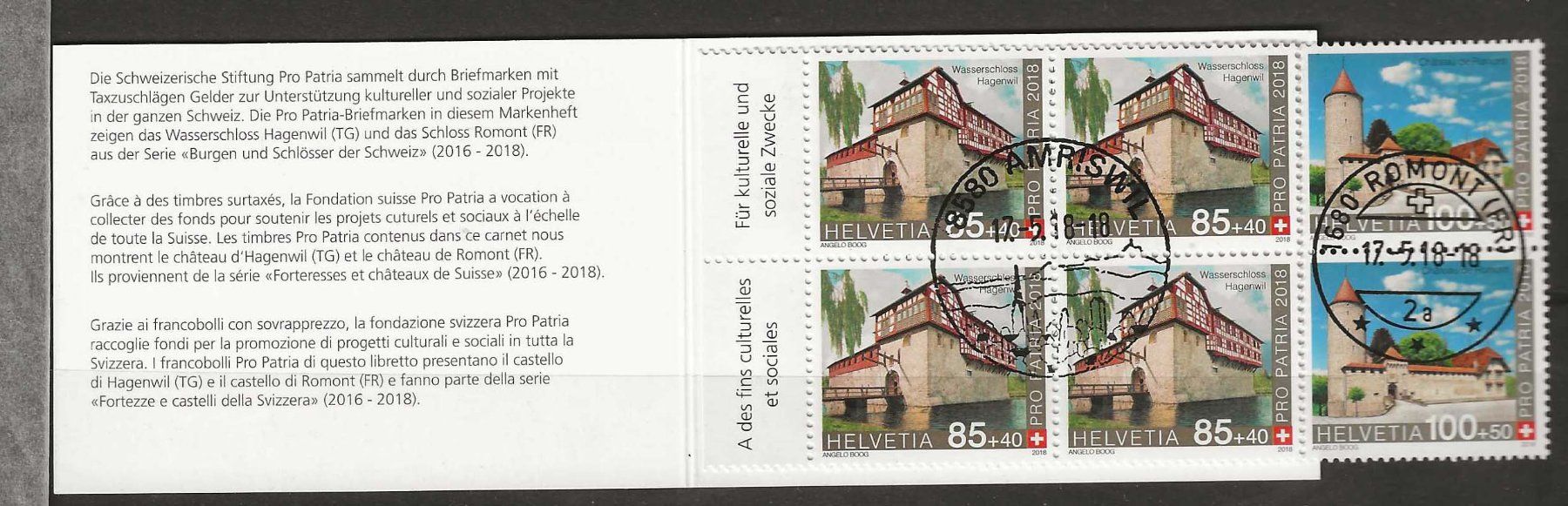 Alle Briefmarken: PPC2018 - Carnet Pro Patria 2018 1er j. Ortstempel – Gebraucht aus Trélex von Phil_Albert