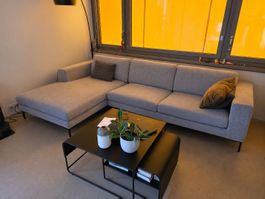 Ecksofa hellgrau mit Recamiere guter Zustand