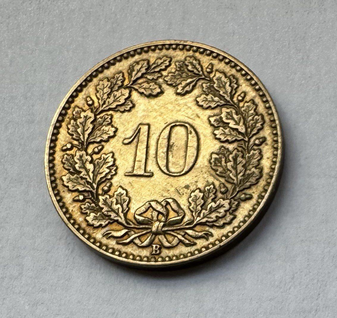 Tutti le monete: 1919 10 Rappen Messing vz+ – Usato da Kirchberg SG venduto da Helveticus00 1