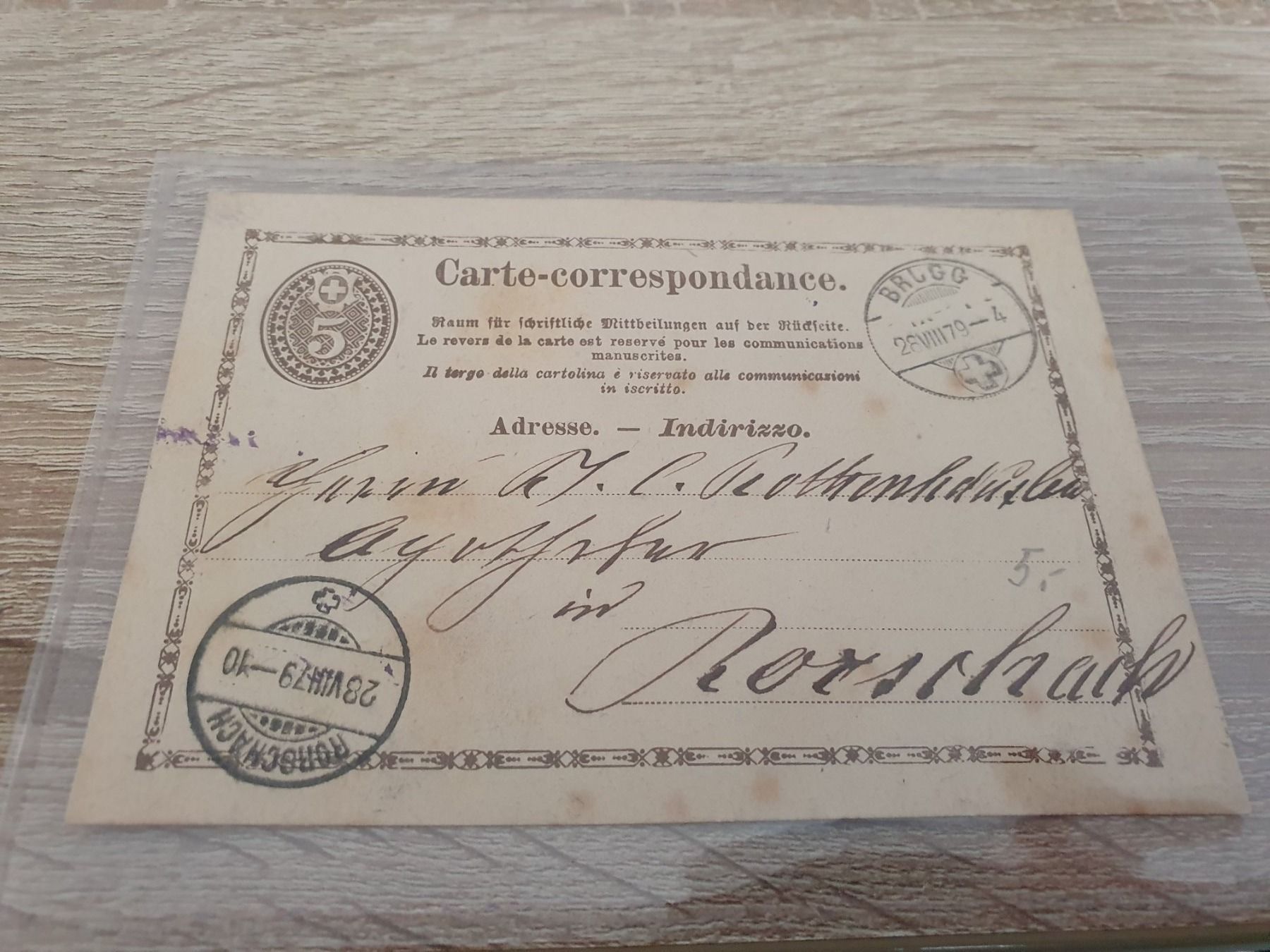 Alle Briefmarken: Carte-correspondance Brugg - Rorschach – Gebraucht aus Balgach von SIMEON27