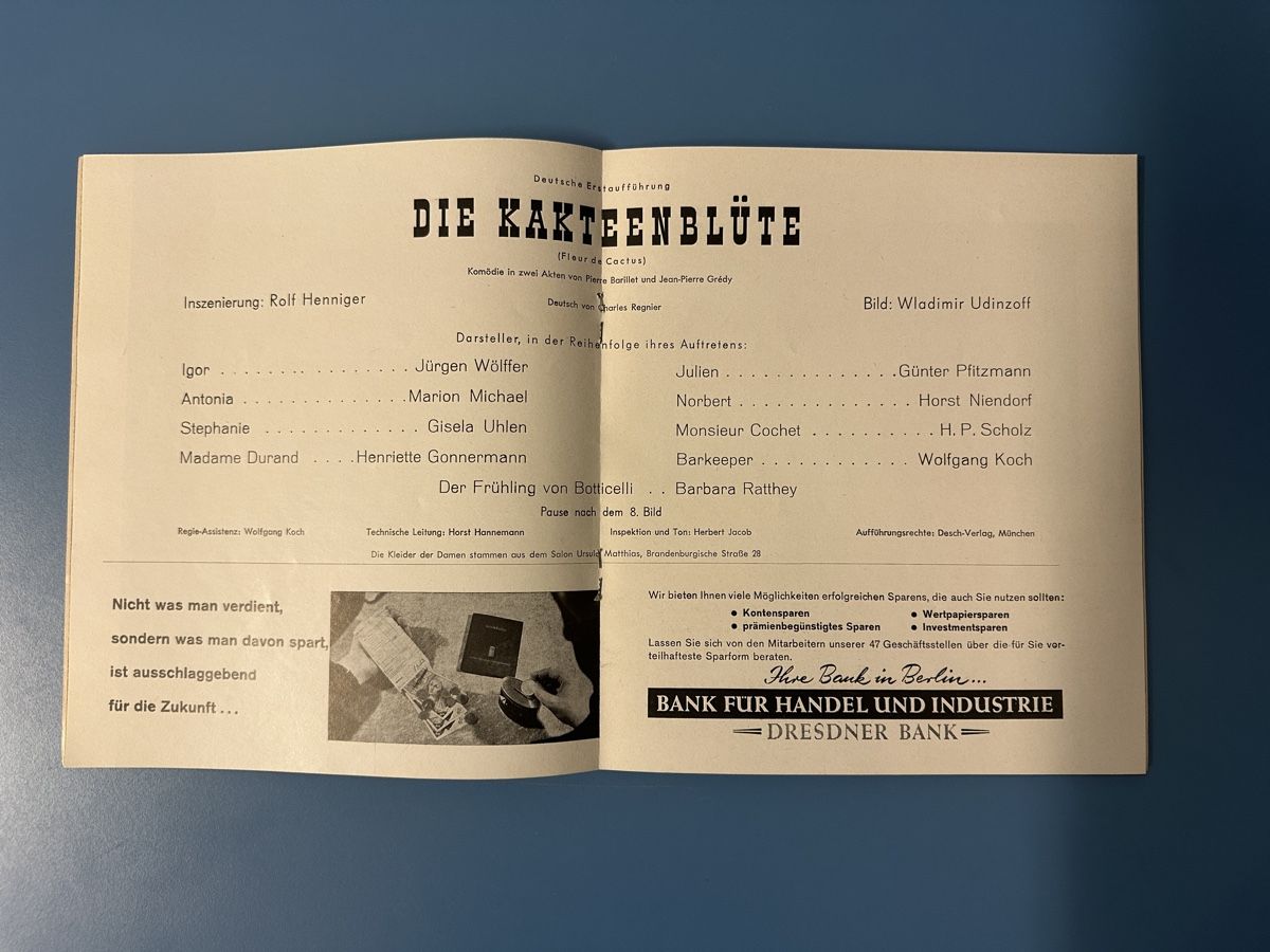 Documenti: 3 Theaterprogrammhefte Berlin 1965/66 – Usato da Flaach venduto da Hardrain 6