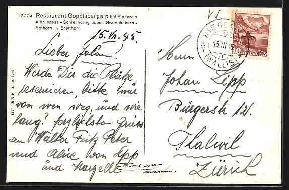 Cartes postales: Goppisberg, Restaurant Goppisbergalp bei – D'occasion à Berlin par bartko-reher 1