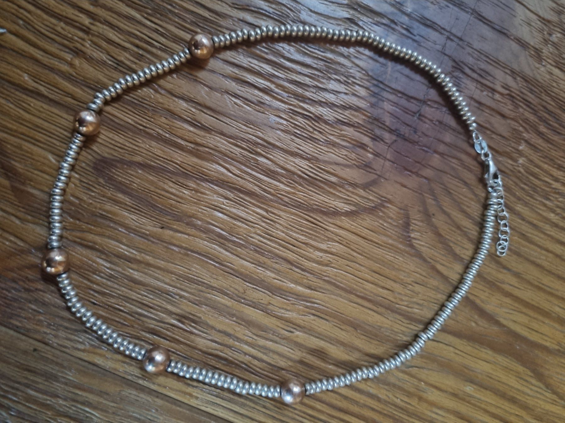 Catenine: Silberhalskette 925 mit Rosegoldkugeln – Usato da Vättis venduto da cala010